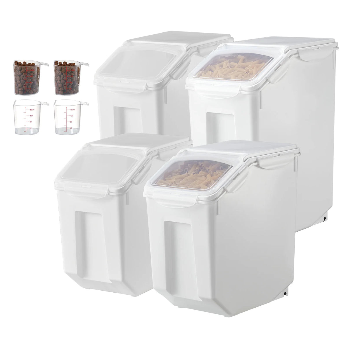VEVOR 4pcs Rice Storage Container Large Dog Food Dispenser Bin, Kitchen Ingredient Grain Cereal Bin Pet food Containers Pet and Home Outlet
