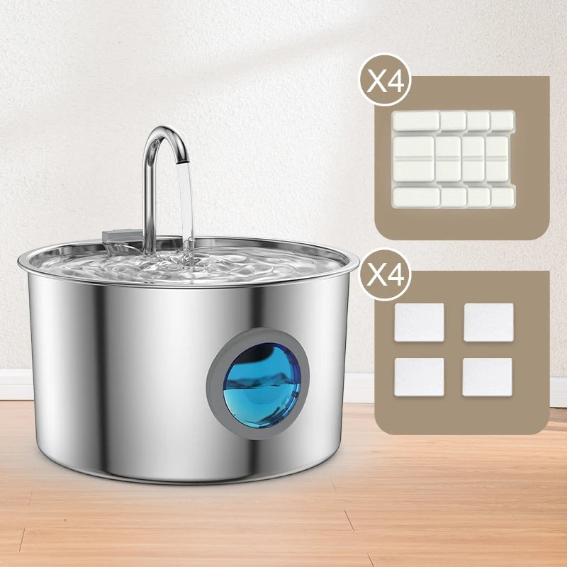 OPETH Stainless Steel Cat Water Fountain With Replaceable Filters Pet and Home Outlet