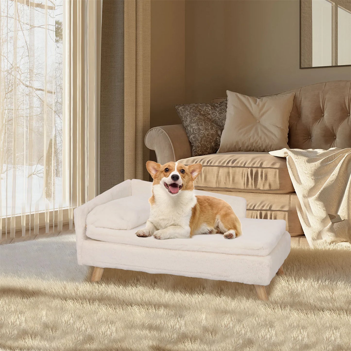 BINGOPAW Nordic Elevated Pet Bed With Cozy Pad And Waterproof Fabric