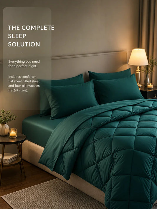 easYum 7-Piece Bedding Set Comforter Flat And Fitted Sheets