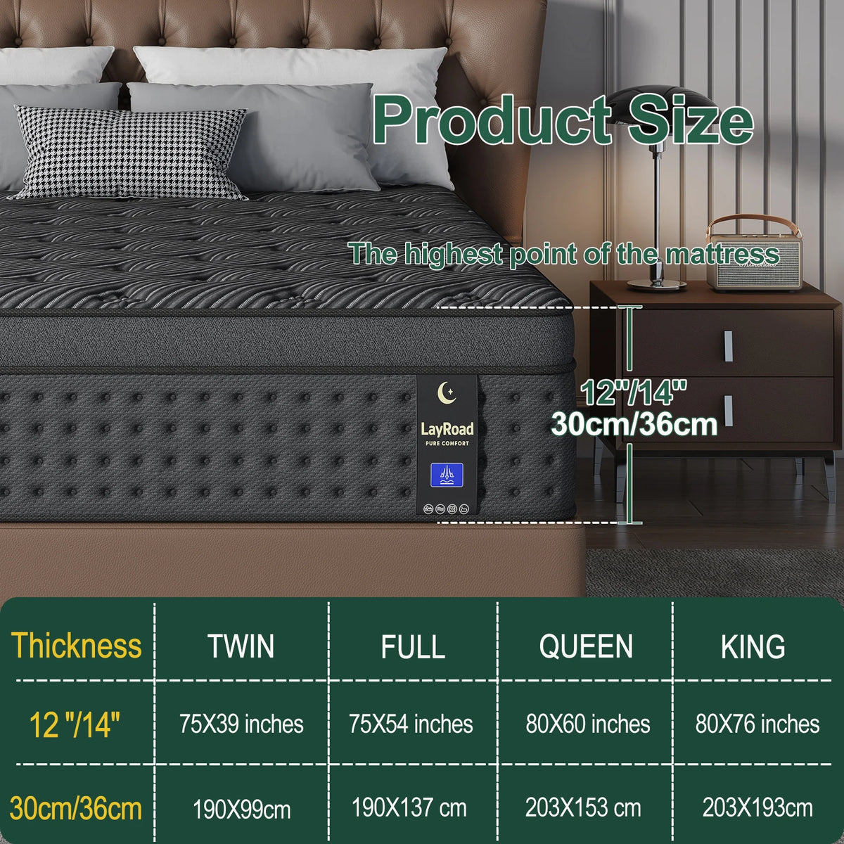 LayRoad Memory Foam Pocket Spring Mattress