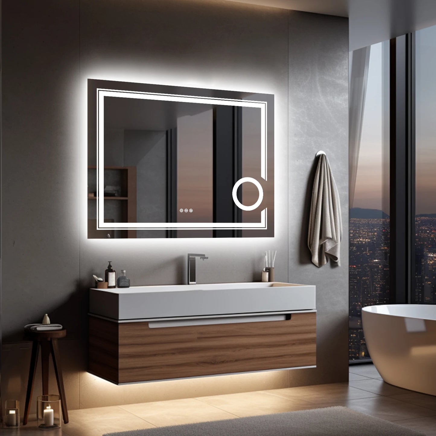 Wisfor LED Lighted Smart Bathroom Mirror 3X Magnifier Anti Fog
