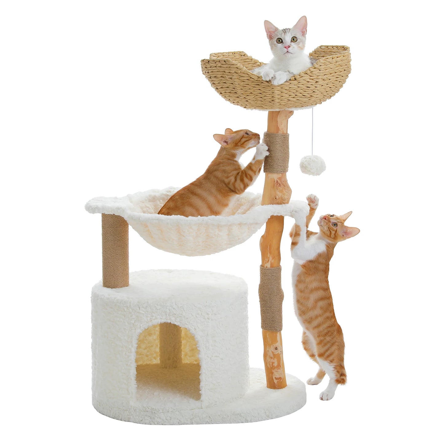 PAWZ Road Modern Cat Tree Tower With Natural Wood Scratching Posts