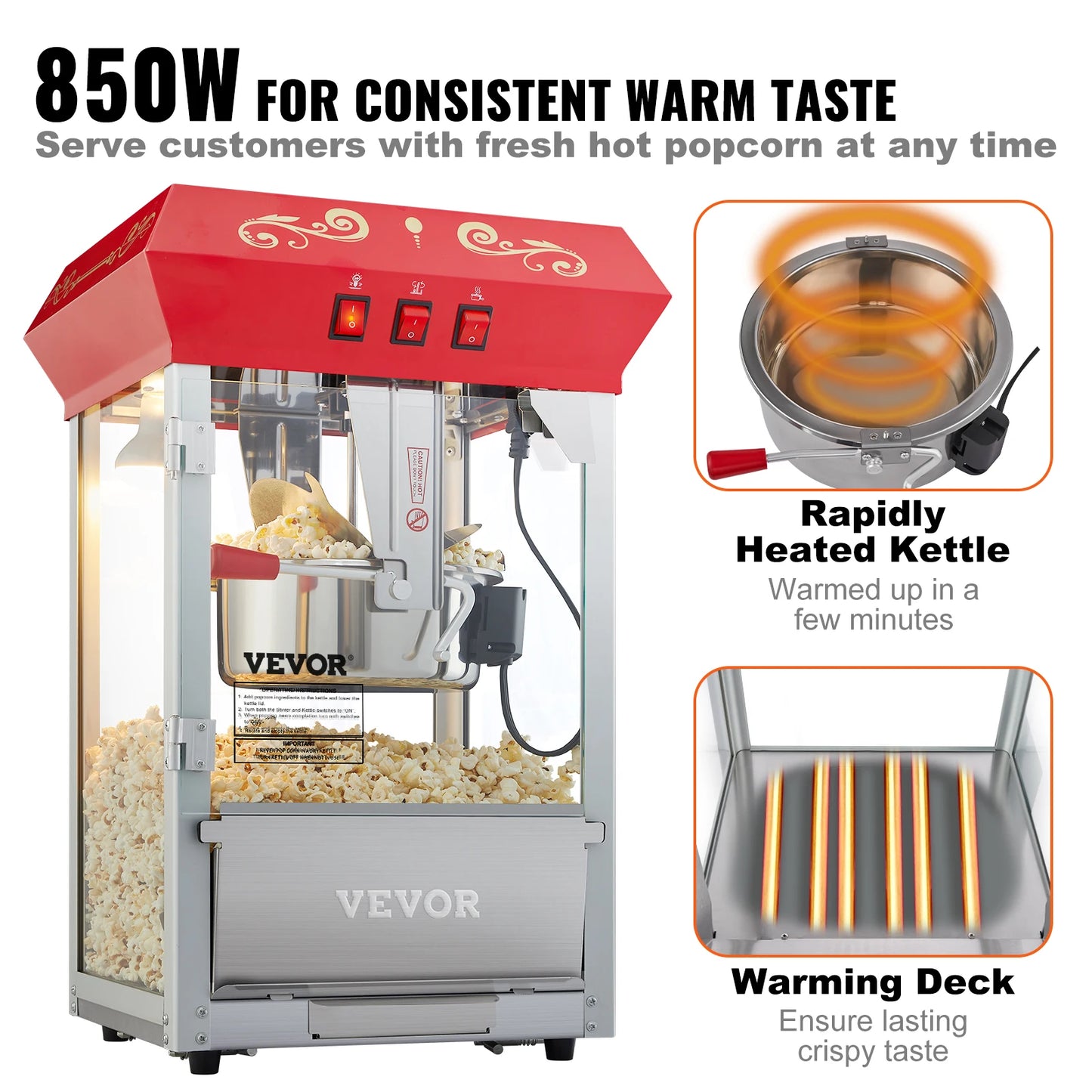 SucceBuy Commercial Popcorn Maker 500W Electric Popper Machine