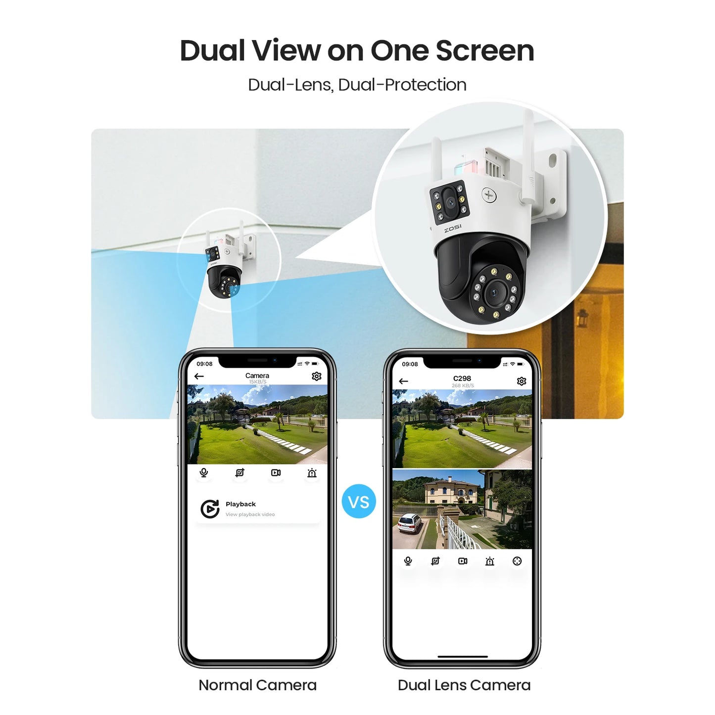 ZOSI C298 Max 4K 8MP Dual Lens PTZ Outdoor Surveillance
