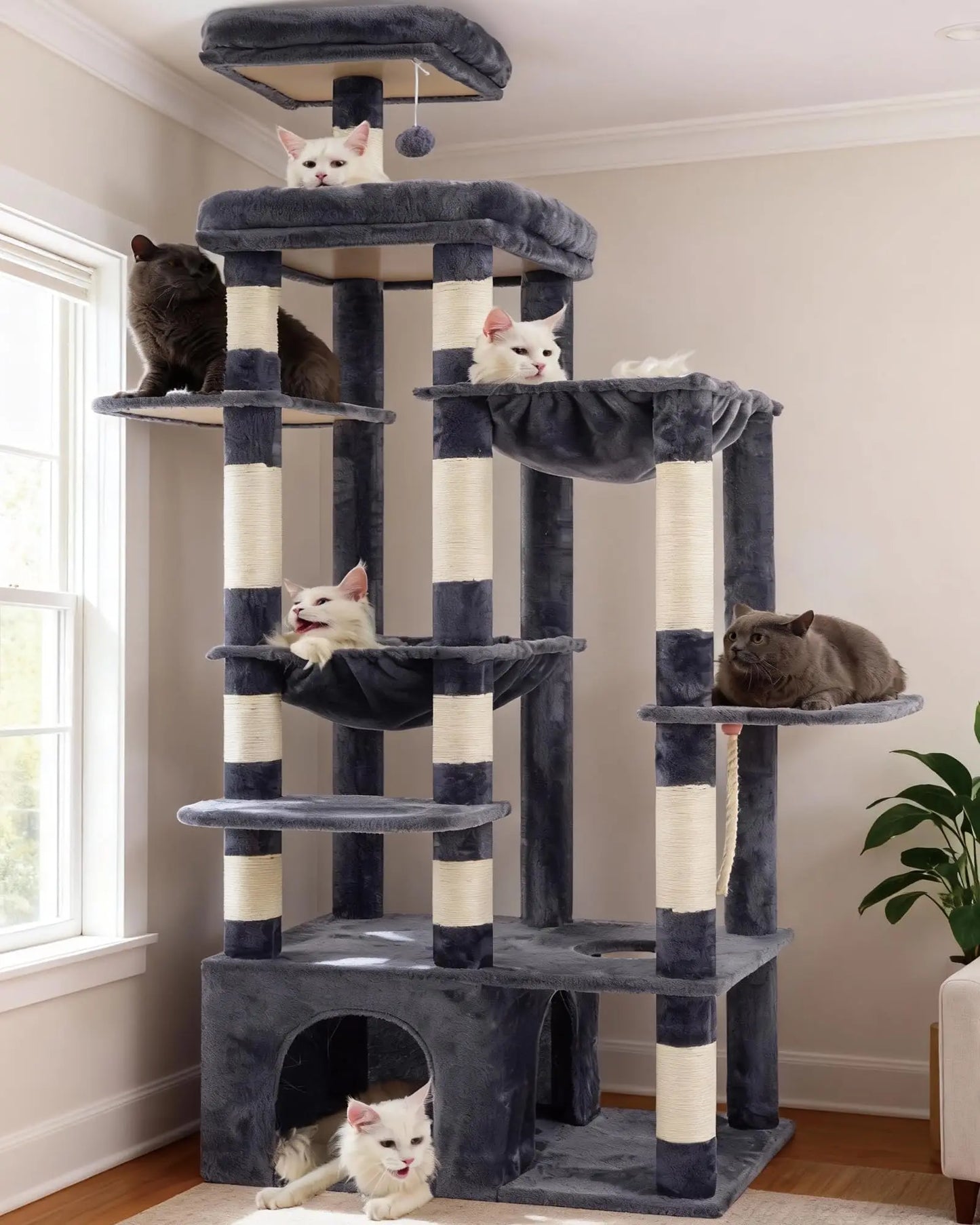 XIUWO Cat Tree Tower For Indoor Cats Multi Level Stability