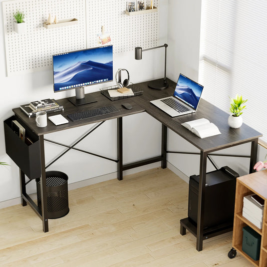 JHK L Shape Gaming Desk With CPU Storage Shelf System