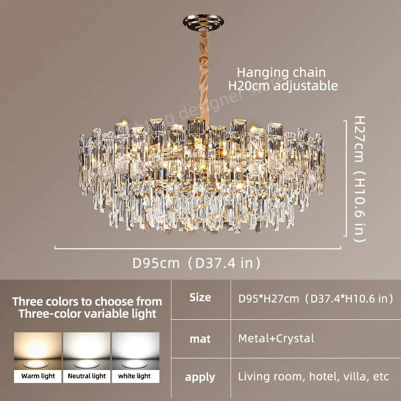 Yingxuan Loft Pendant Crystal Chandelier For Dining Room Lighting