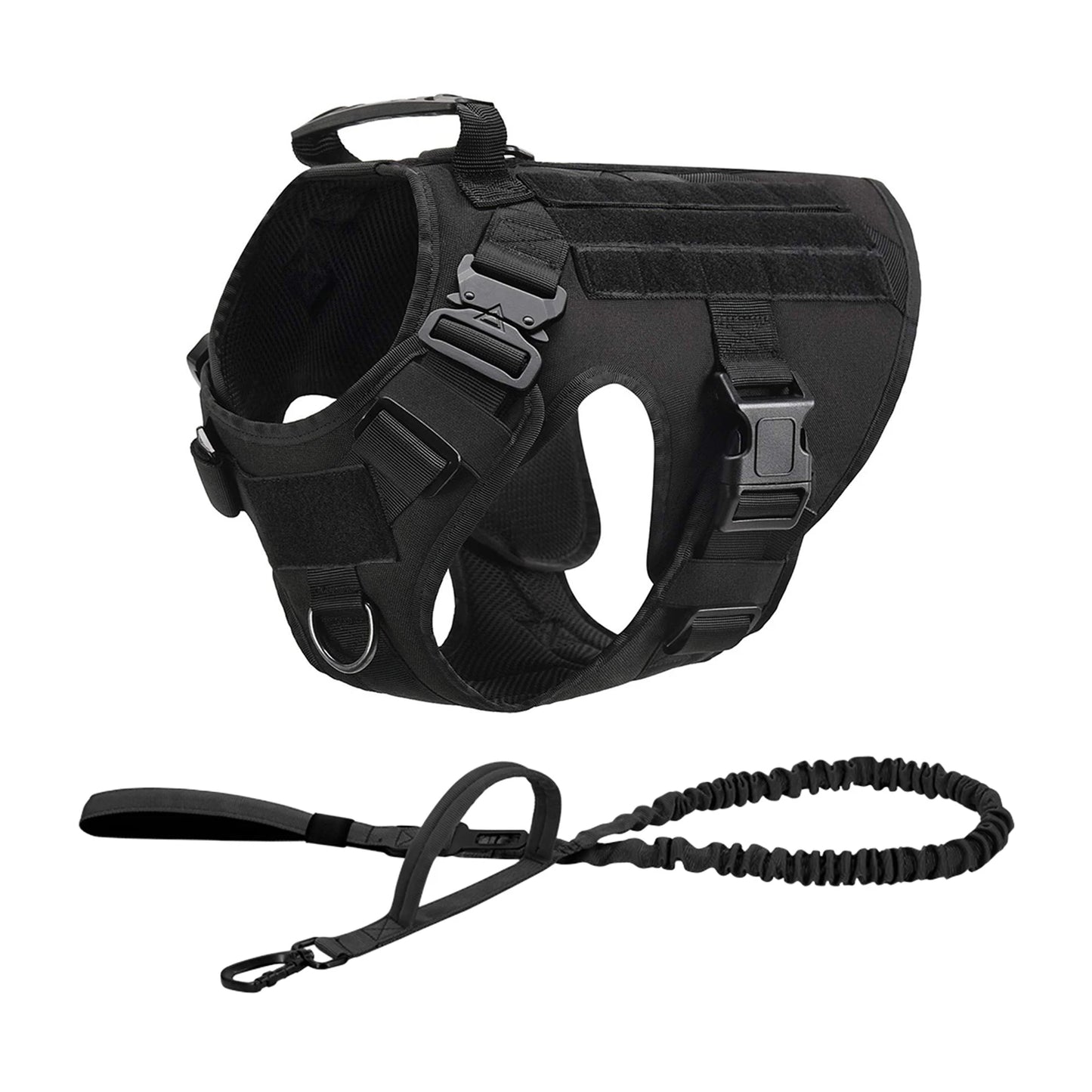Tactical Padded Nylon Dog Harness Vest With Leash And Collar