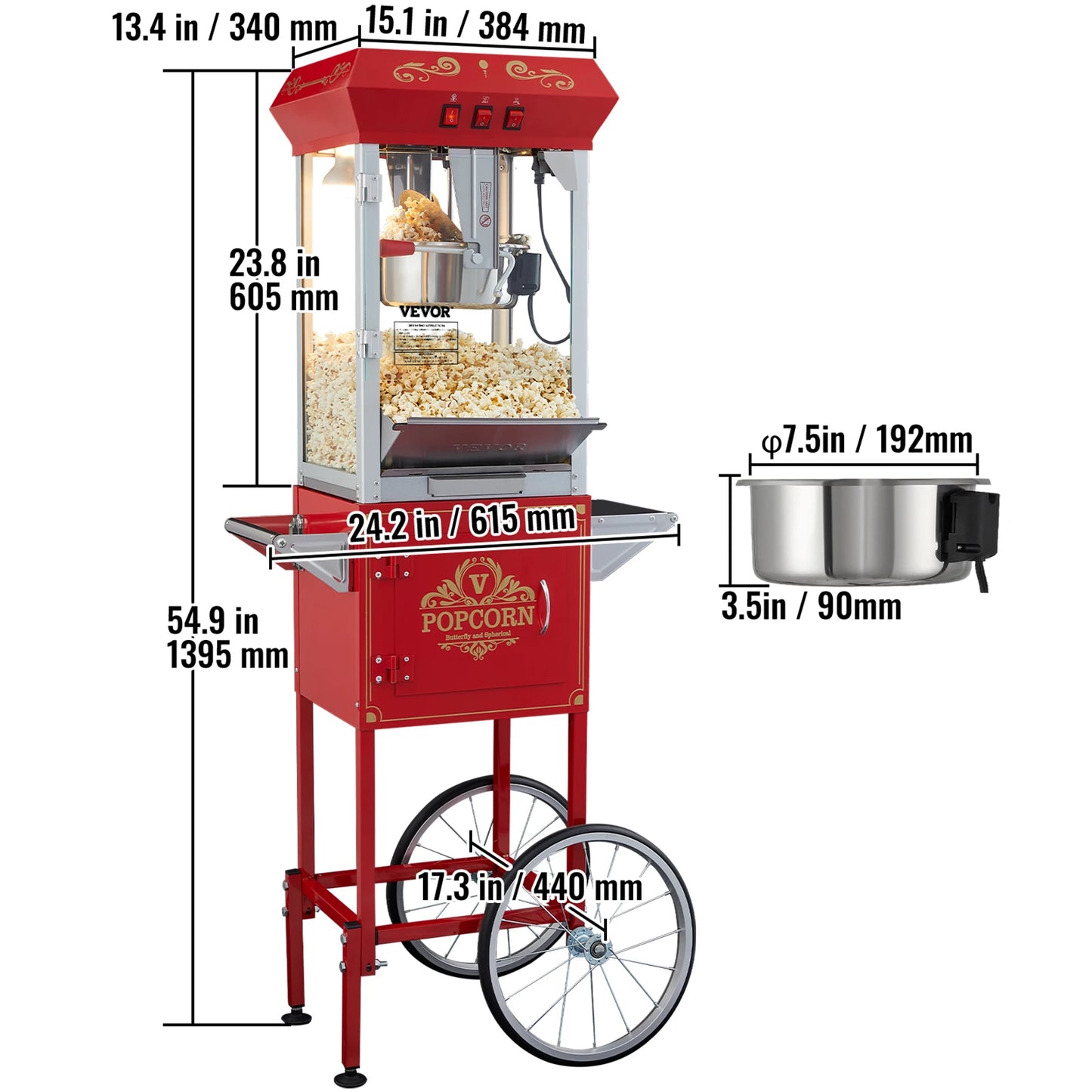 SucceBuy Commercial Popcorn Maker 500W Electric Popper Machine