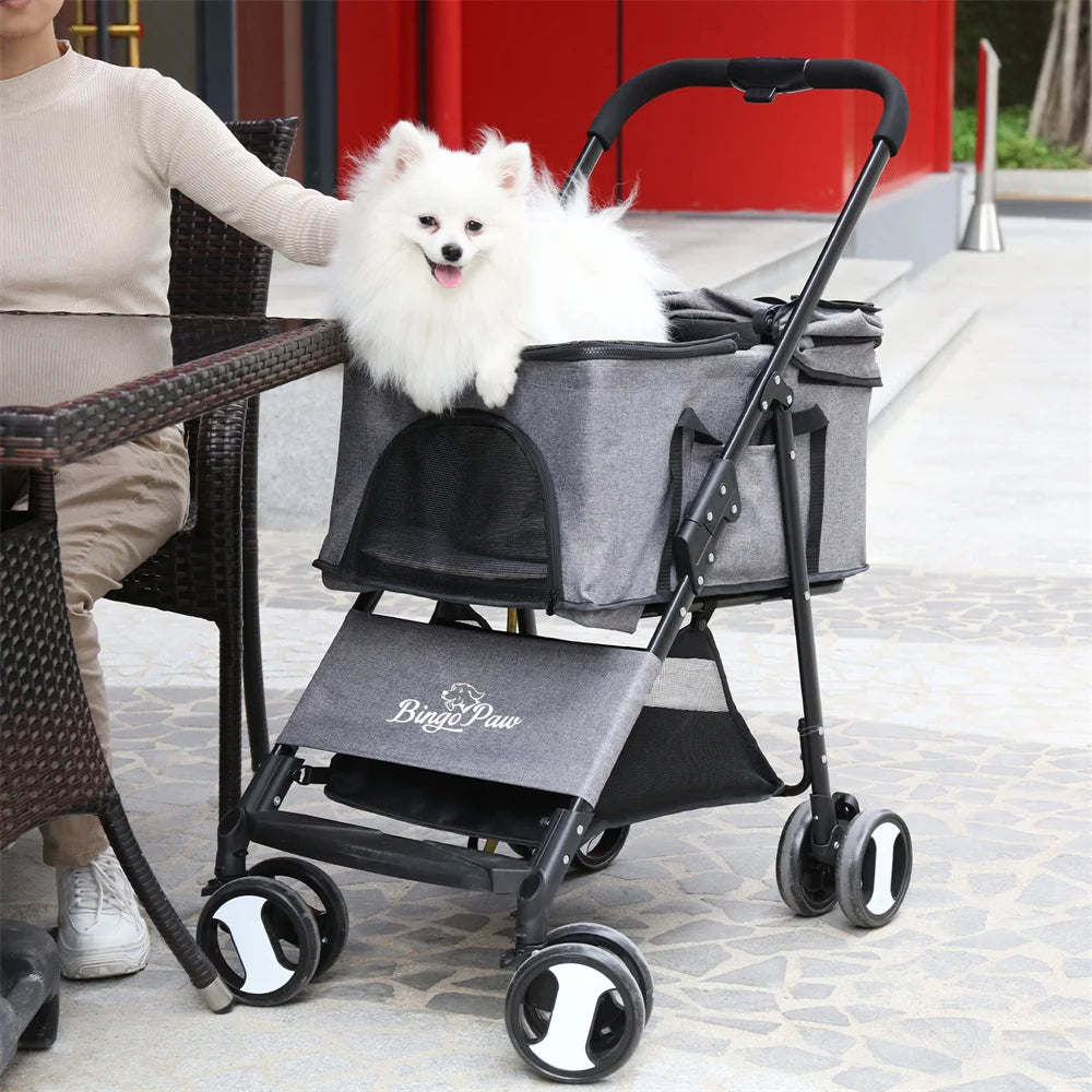 2-in-1 Foldable Pet Stroller & Removable Carrier, 44 lb Pet and Home Outlet