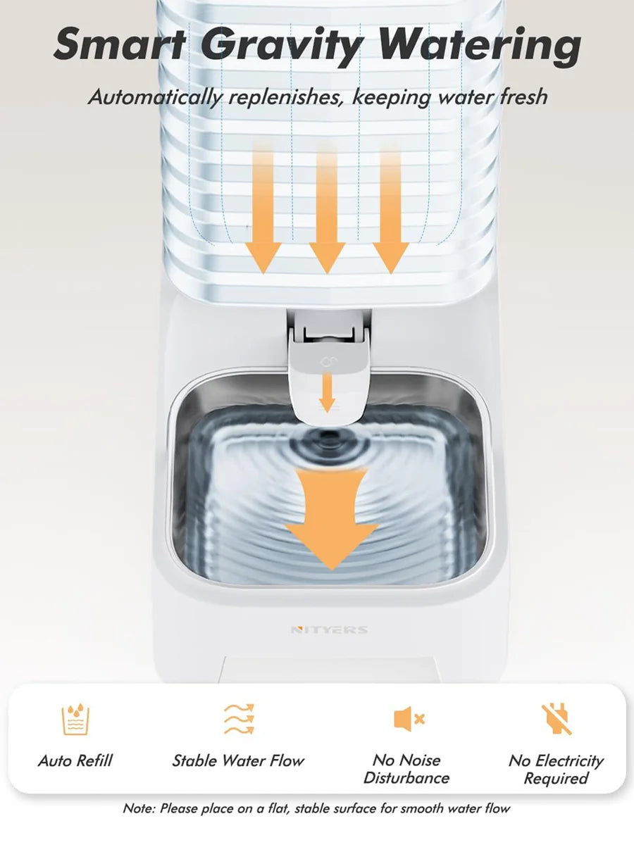 Nityers Gravity Pet Water Dispenser With Steel Tray For Dogs
