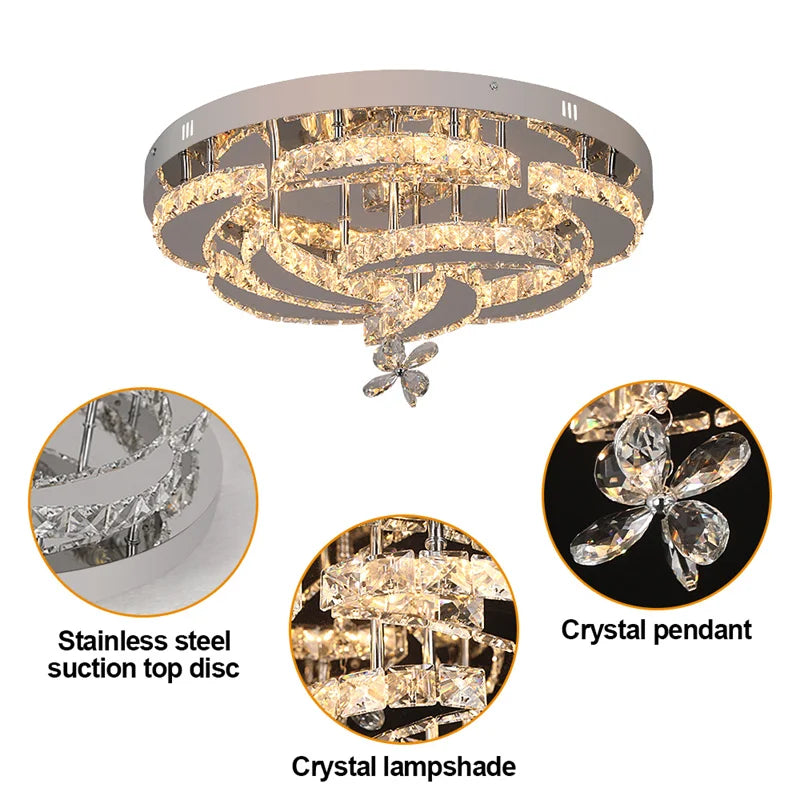 GreeLustr Crystal Led Ceiling Chandelier For Living Dining Room