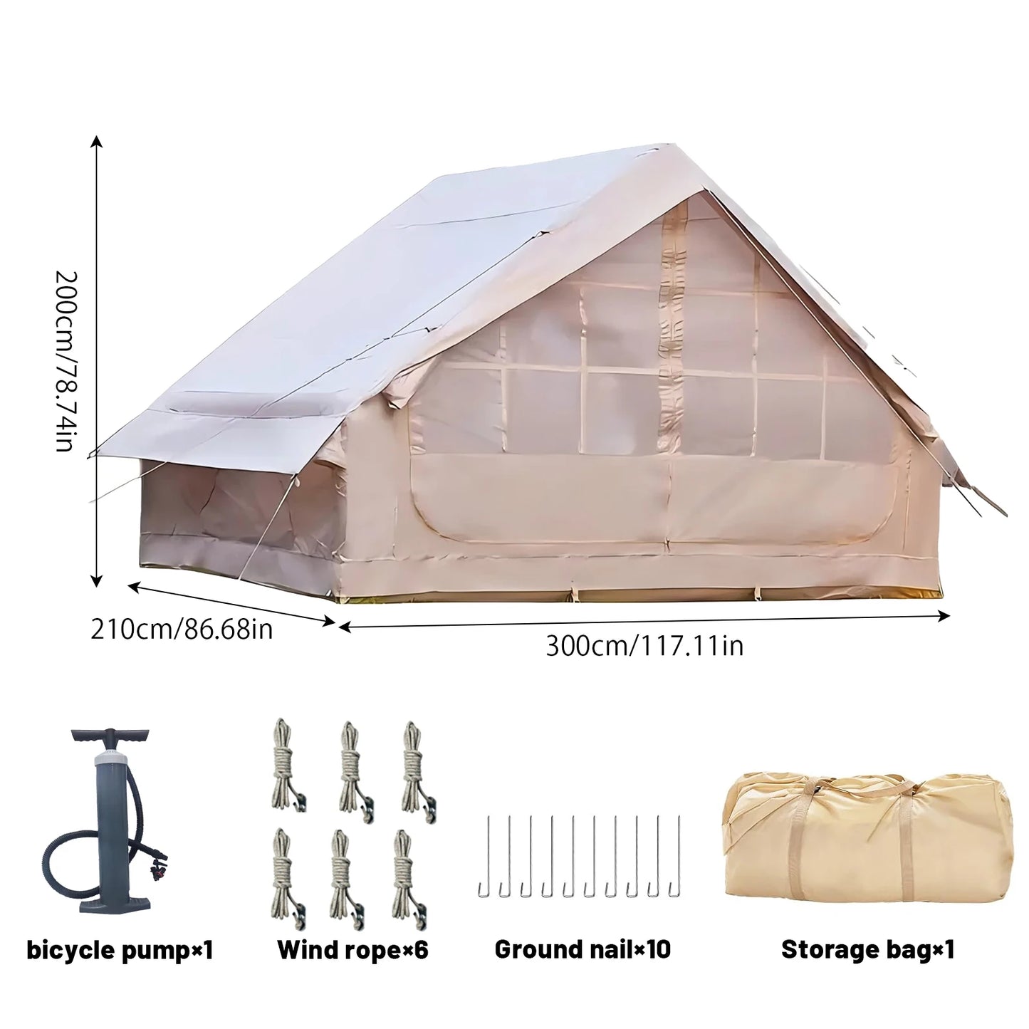 Pakicetus Inflatable Tent With Skylight Quick Setup Family Outdoor Tent