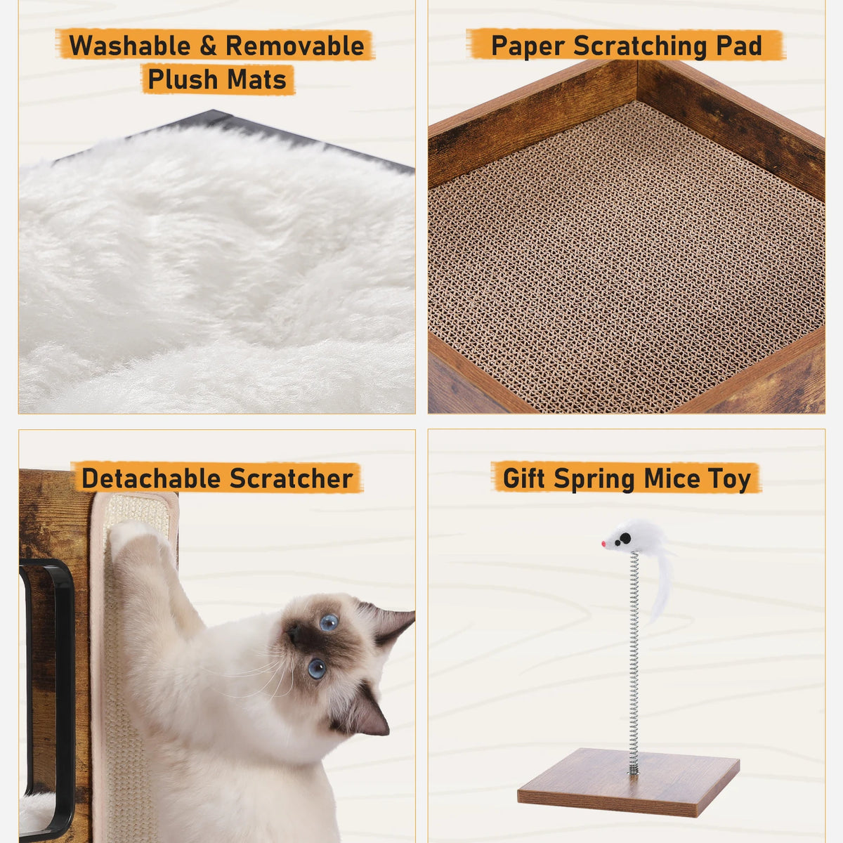 PAWZ Road Wood Cat Condo House Bed With Removable Mats Pet and Home Outlet