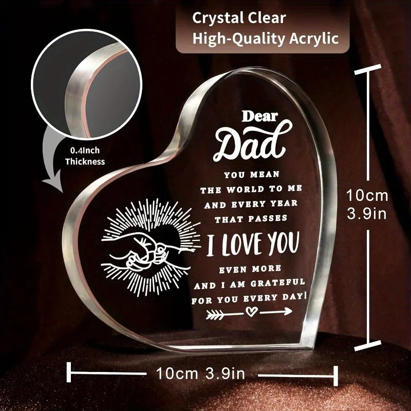 Engraved Dad Heart - Sentimental Paperweight Gift for All Occasions Pet and Home Outlet