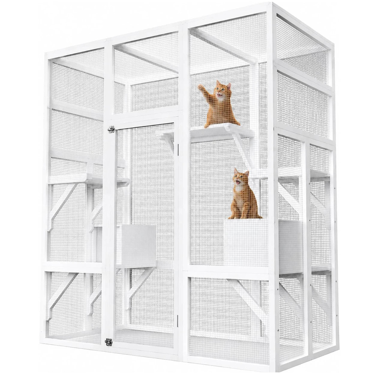 HiMISS Durable Wooden Outdoor Catio Cat House With Secure Cover