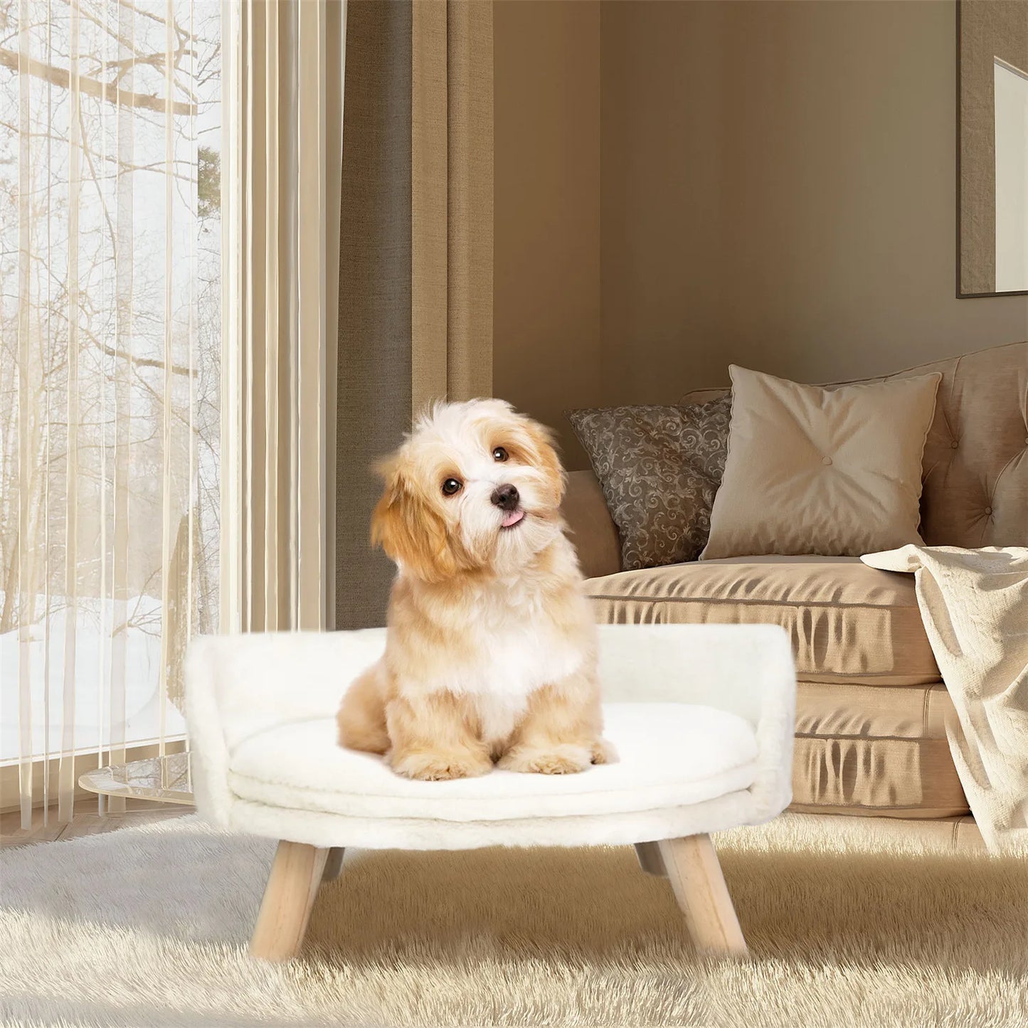 Bingopaw Raised Pet Sofa Bed With Removable Waterproof Cushion