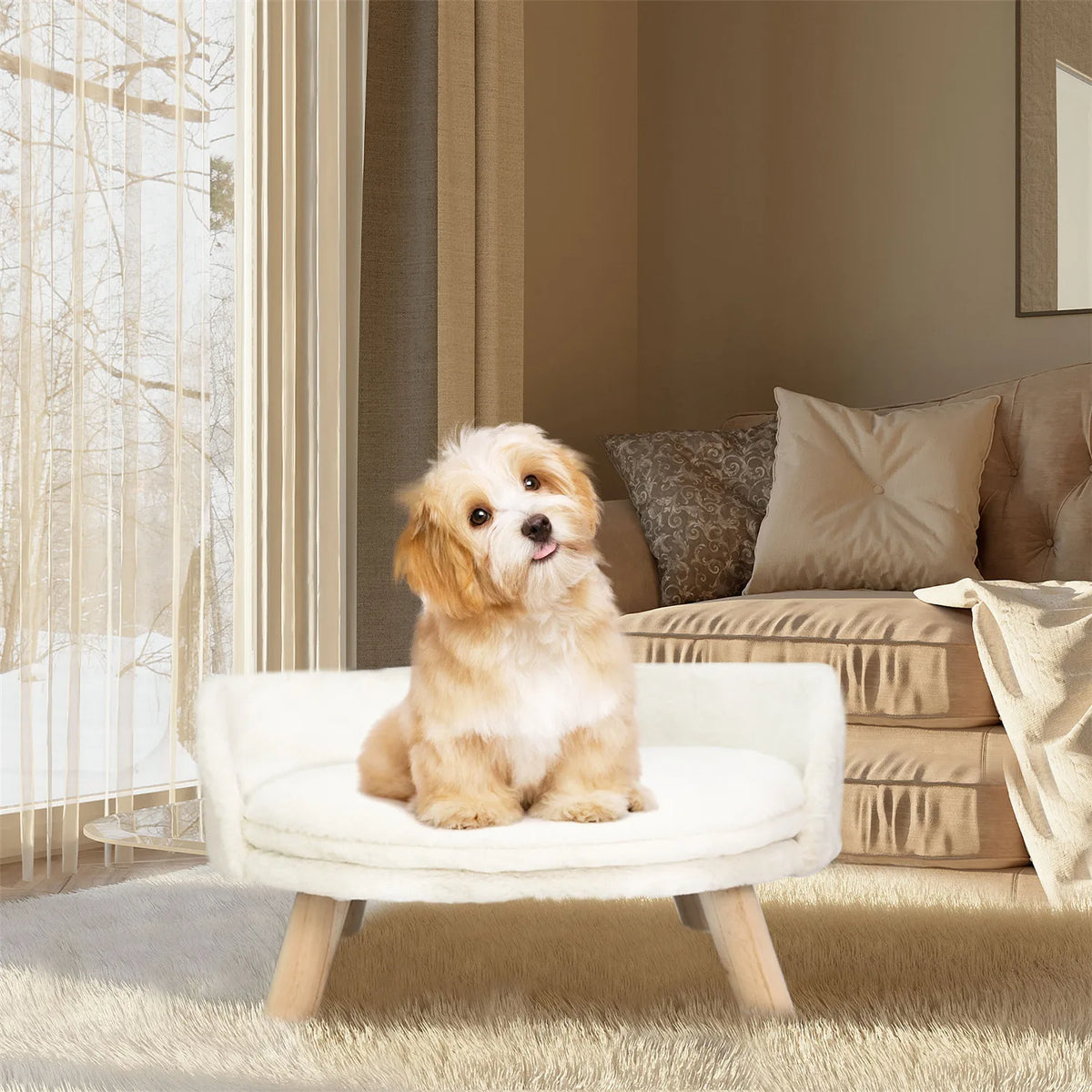 Raised Pet Sofa Bed with Removable Waterproof Cushion Pet and Home Outlet