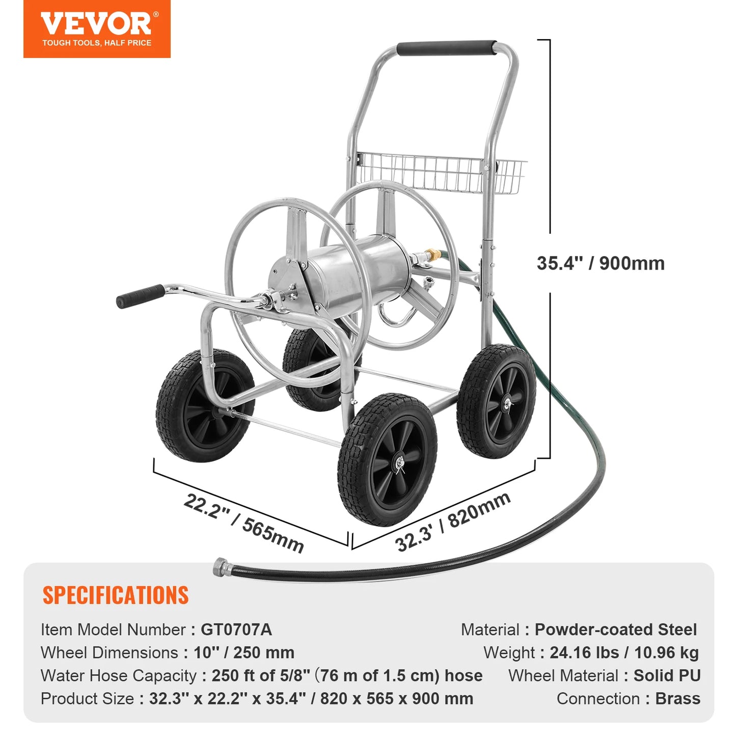 SucceBuy Hose Reel Cart Heavy Duty Garden With Basket And Roll