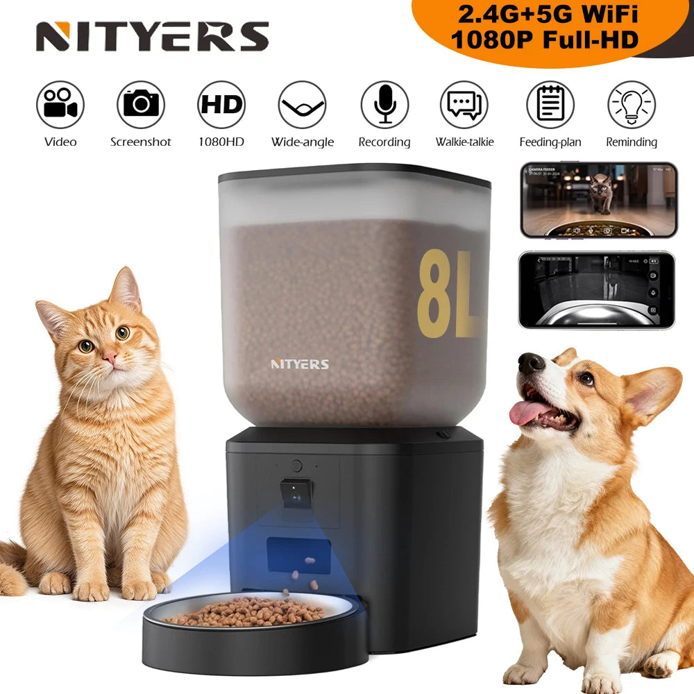 Nityers 8L Smart WiFi Cat Feeder With Night Vision Camera
