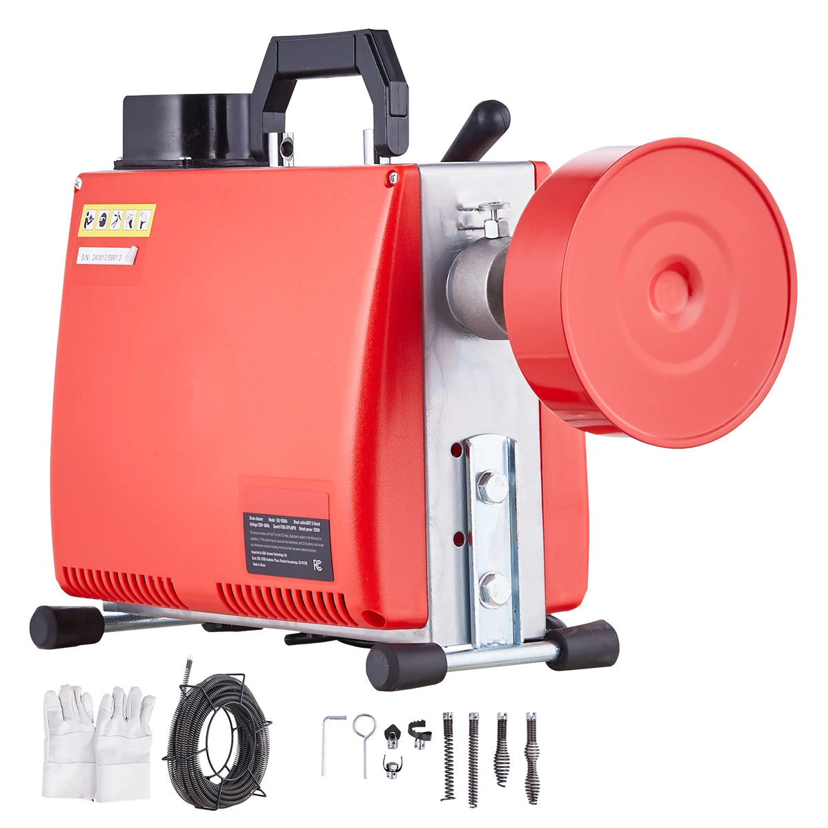 Vevor Manual Feed Drain Cleaner Machine With Dual Steel Cables