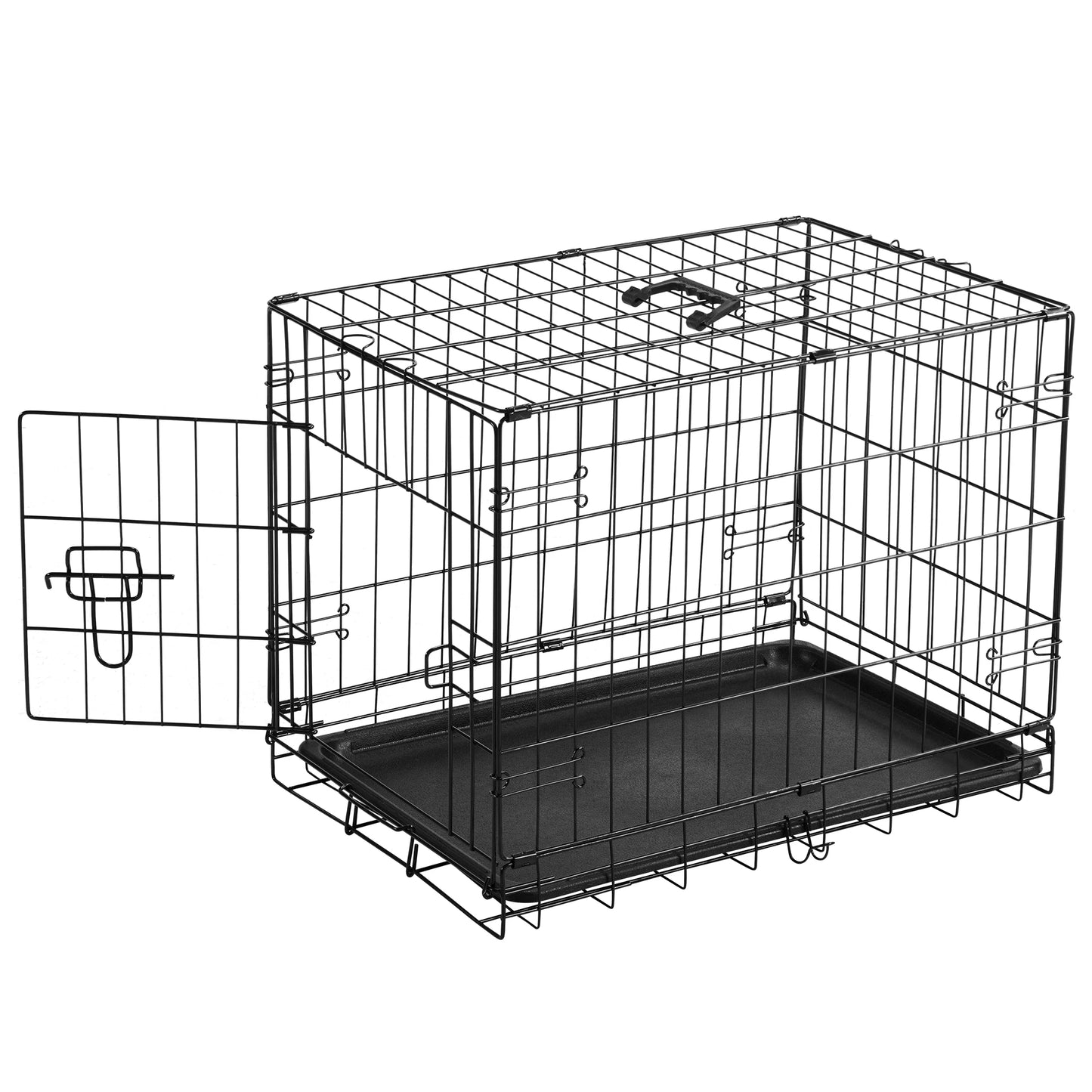 JHK Single Door Folding Metal Wire Dog Cage With Leak-Proof Pan Indoor Outdoor