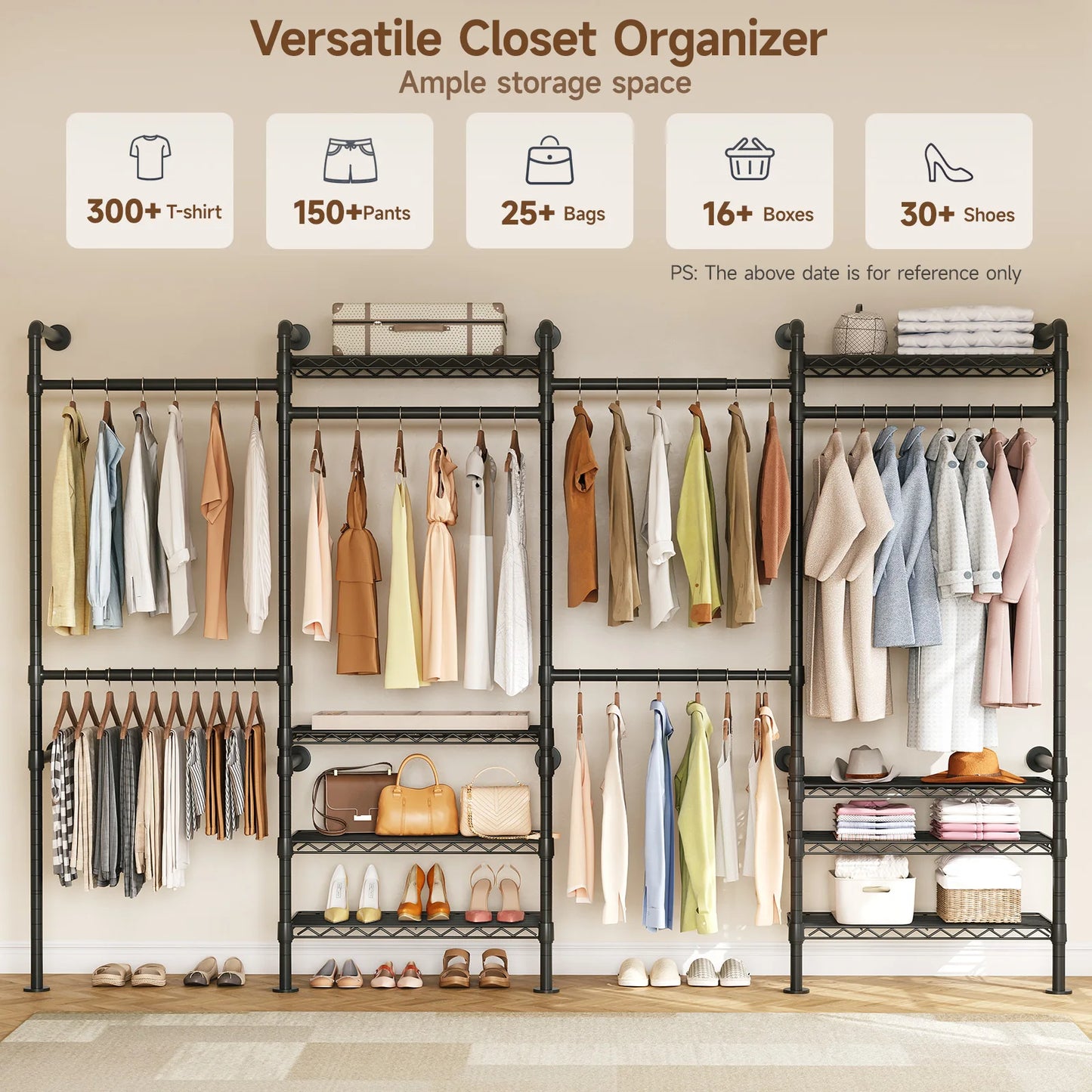 L4 Wall Mounted Industrial Pipe Clothes Rack And Closet Organizer