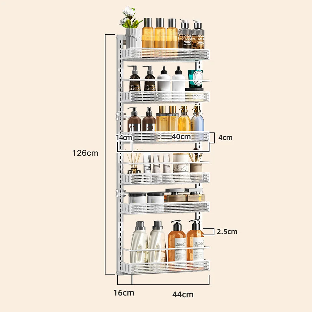 HiMISS Adjustable 6-Level Metal Pantry Organizer For Door Wall Mount