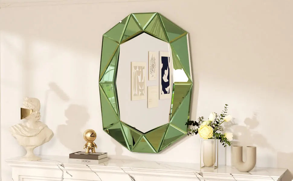 Wisfor Luxury Irregular Silver Wall Mirror With Beveled Diamond Edge