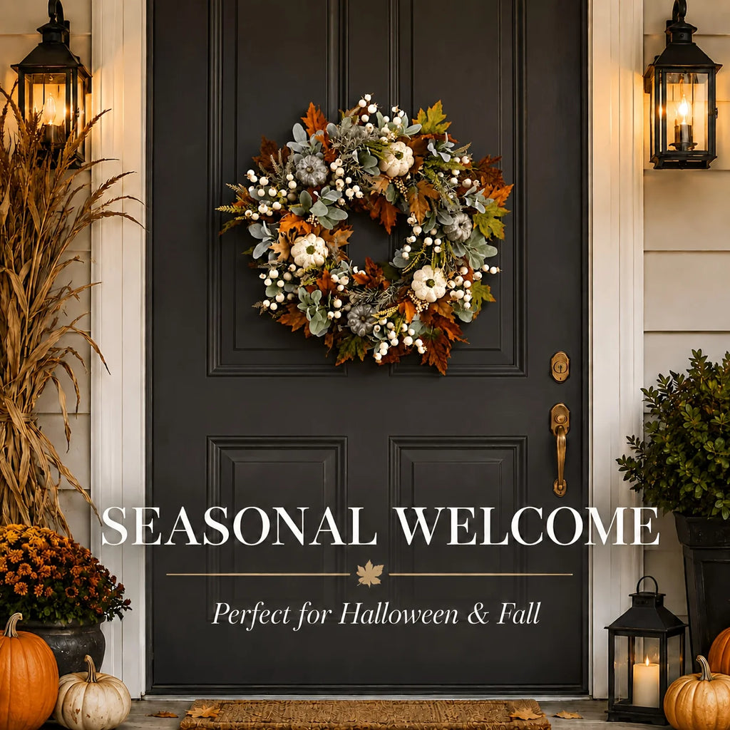 Garlands - All Peony And Pumpkin Wreath Year Round, Leaves And Berries Farmhouse Autumn Wreath, Mixed Leaves - Thanksgiving Wreaths for Indoor Outdoor, Artificial Fall Wreaths for Front Door Rustic Pet and Home Outlet