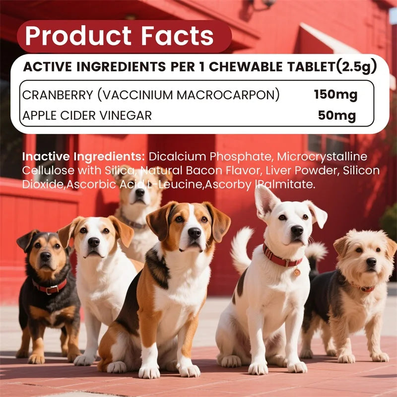 Xemenry Cranberry Chewable Tablets for Dogs, 100 Count Pet and Home Outlet
