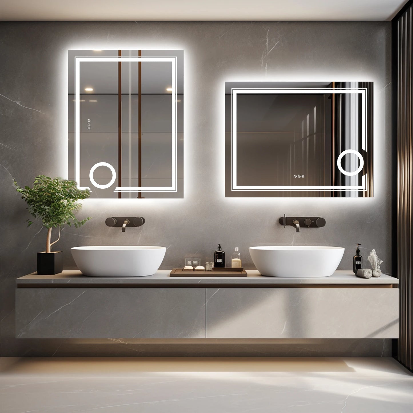 Wisfor LED Lighted Smart Bathroom Mirror 3X Magnifier Anti Fog
