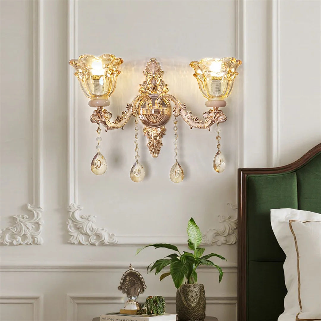 Vrygle Floral Wall Sconce With Crystal Lampshade Lighting