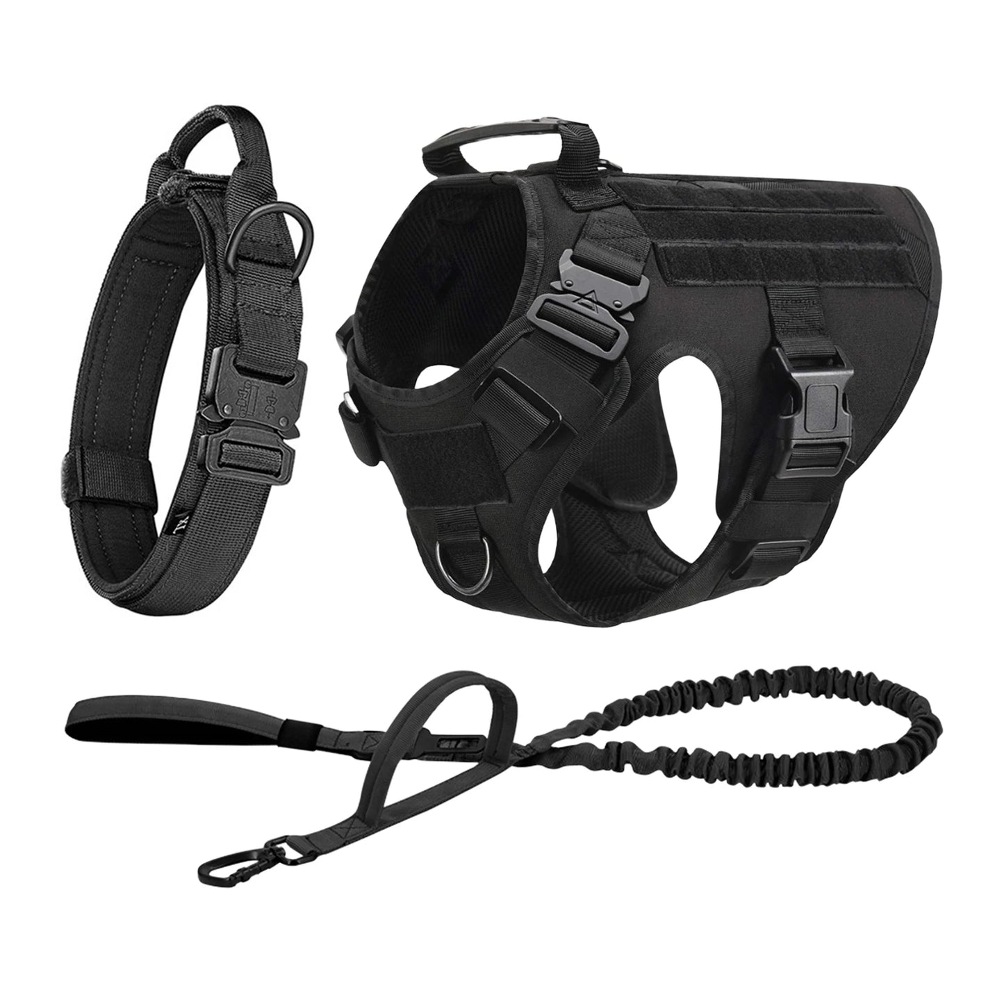 Tactical Padded Nylon Dog Harness Vest With Leash And Collar