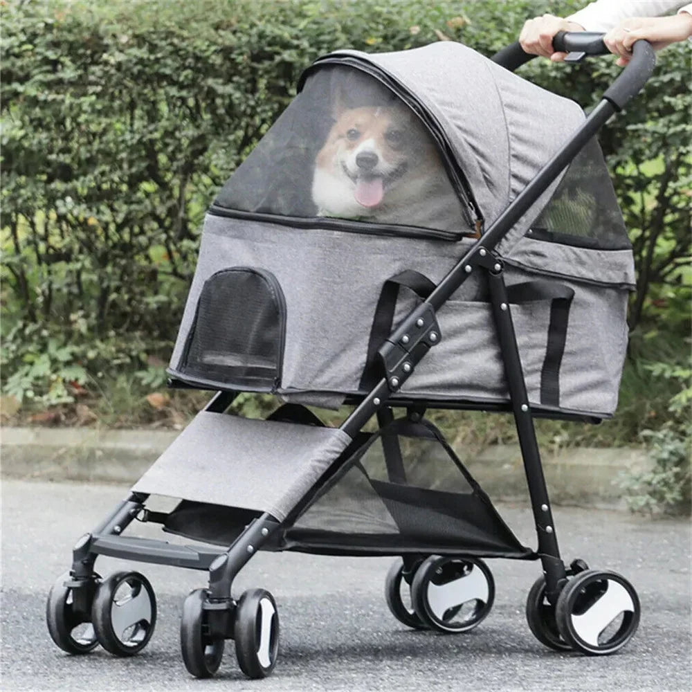 2-in-1 Foldable Pet Stroller & Removable Carrier, 44 lb Pet and Home Outlet