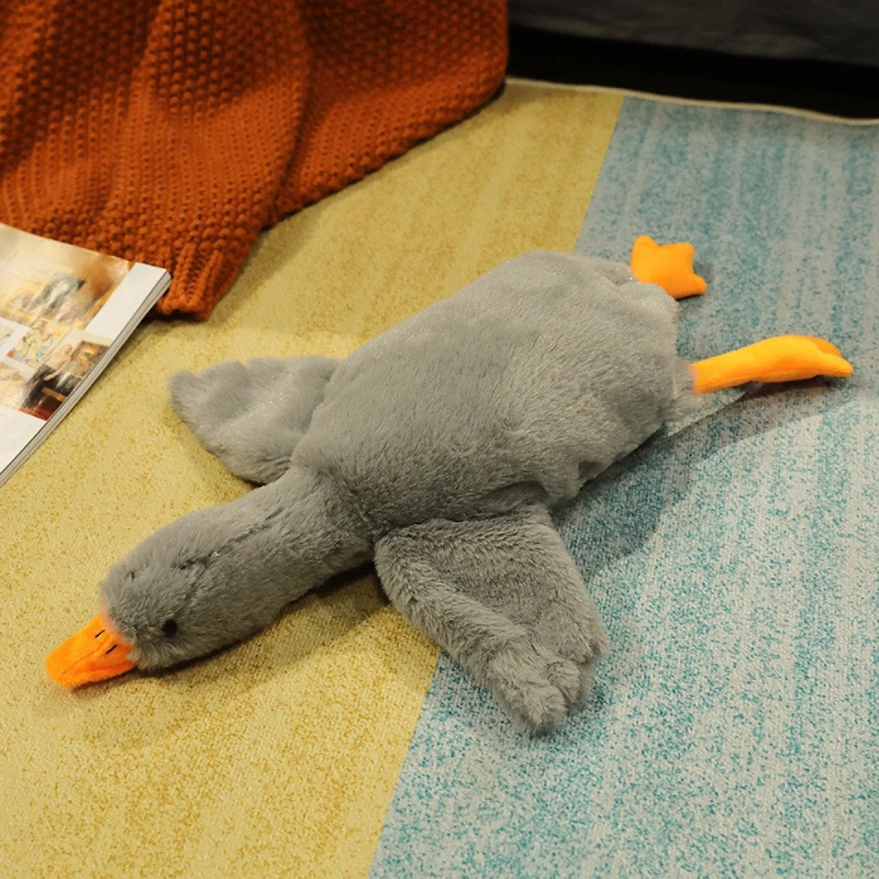 Soft Fleece Goose Plush Toy Relaxing Pet Companion Pillow