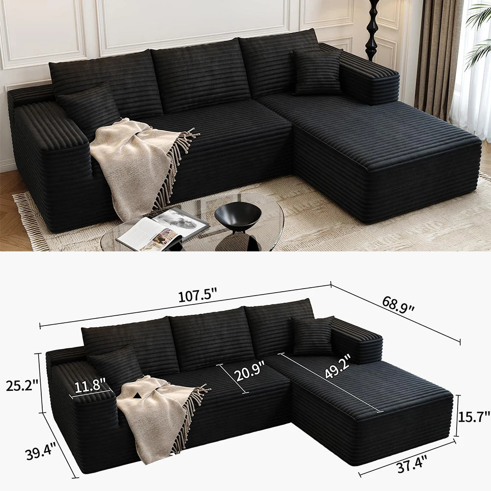YQXH Cloud Style Modular Sectional Sofa With Memory Foam Cushions