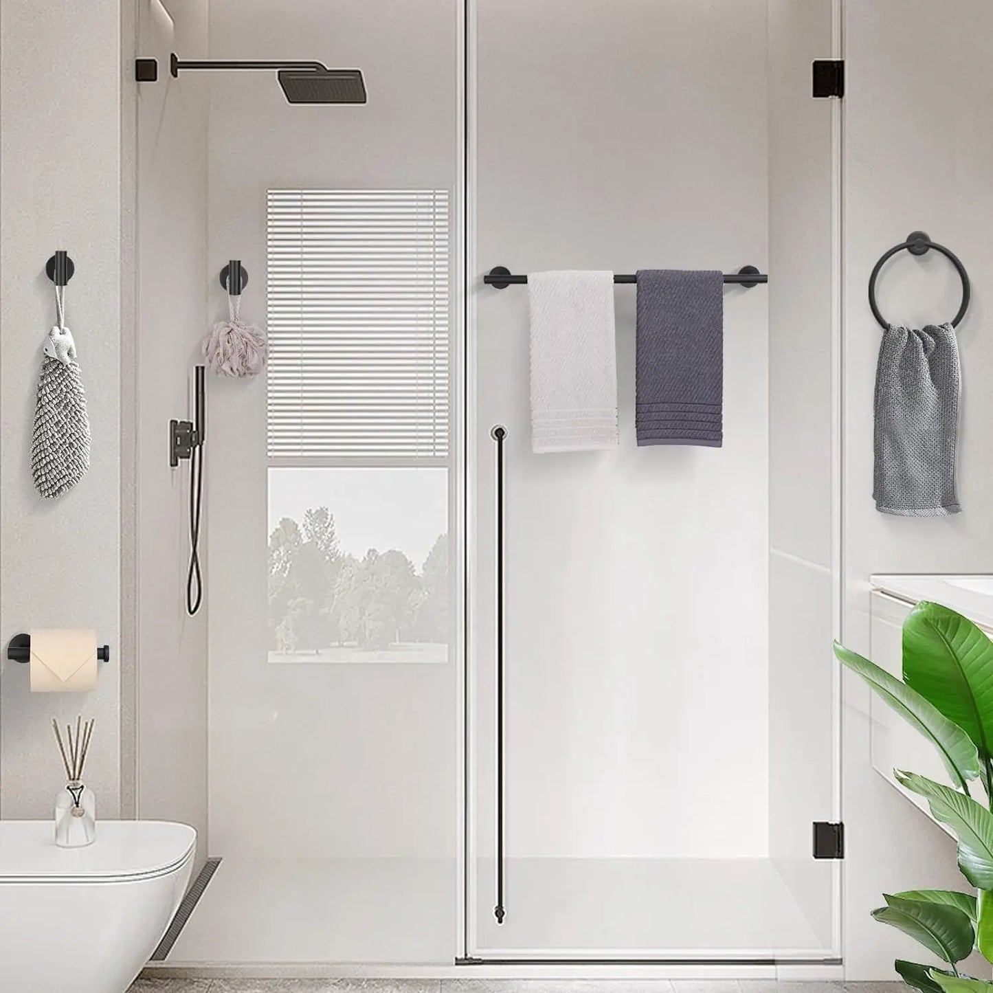 5 Piece Stainless Steel Bath Hardware Set Towel Bar