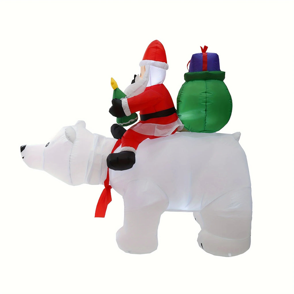 Christmas LED Inflatable Santa Riding Polar Bear With Shaking Head Pet and Home Outlet