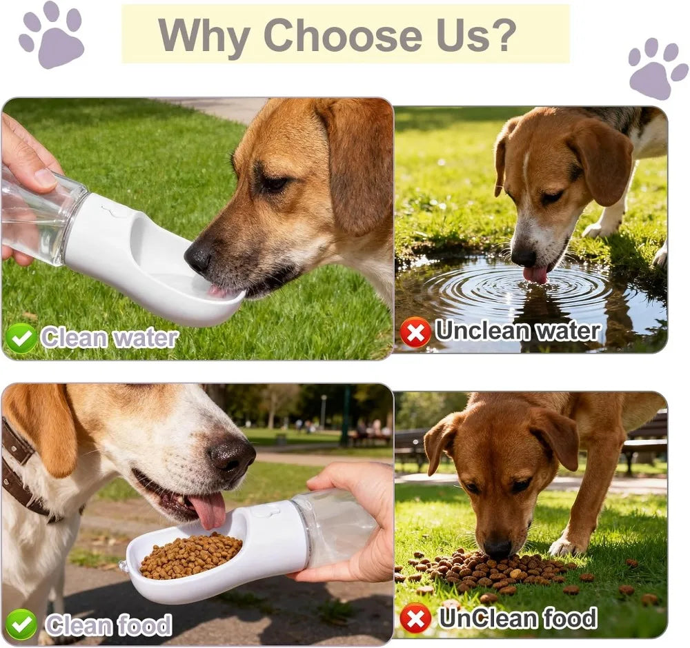 2-in-1 Portable Dog Water Bottle And Food Container BPA Free