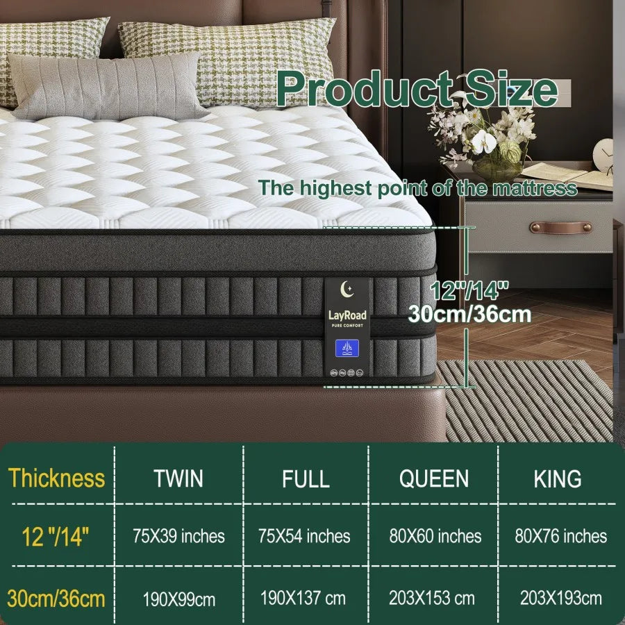 LAYROAD Hybrid Memory Foam Mattress 