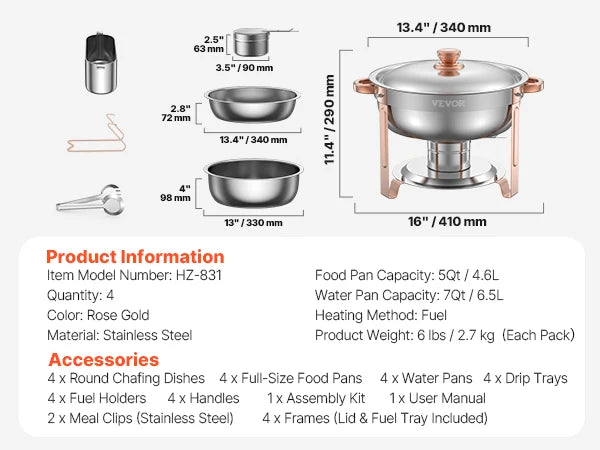 SucceBuy Chafing Dish Buffet Set Stainless Steel Chafer With Pans