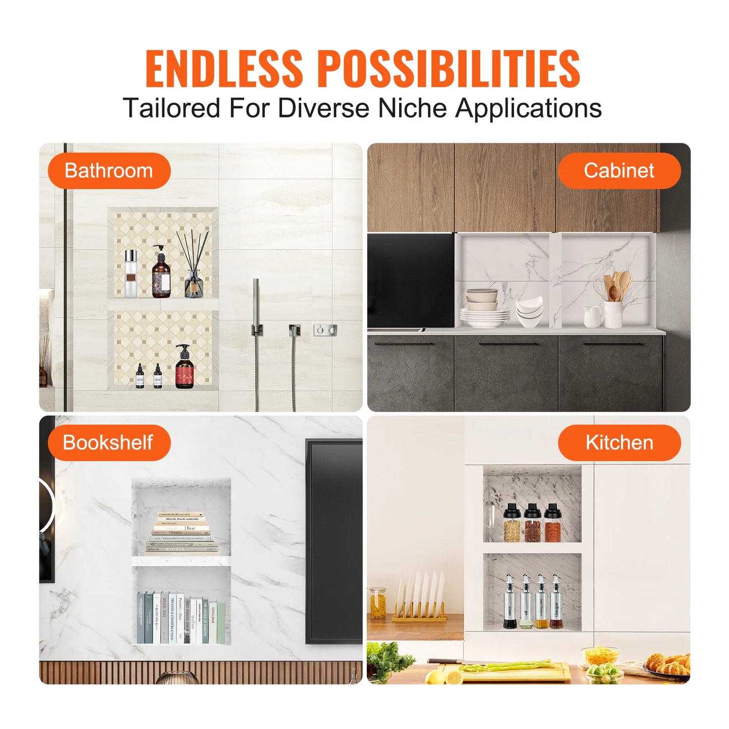 Shower Niche Shelf Organizer For Tile Corners Recessed Storage