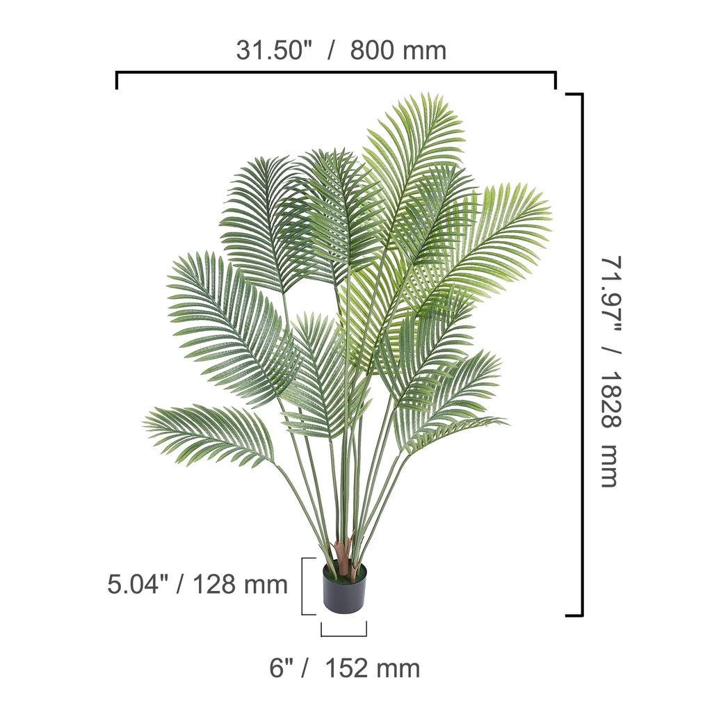 SucceBuy Artificial Palm Tree 4/5/6 FT Faux Plant Secure PE Material & Anti-Tip Tilt Protection Low-Maintenance Plant for Home Pet and Home Outlet