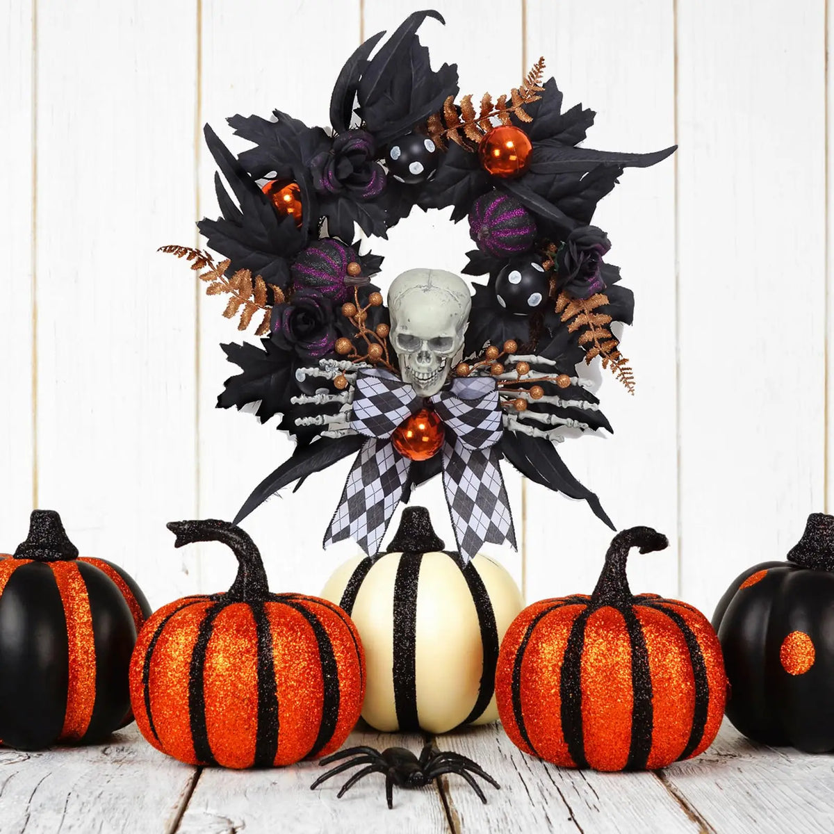 2026 Halloween Wreaths for Front Door, 20" Gothic Skeleton Wreath Pet and Home Outlet