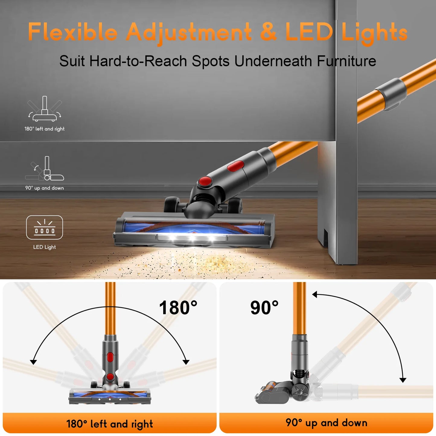 Honki Cordless Wet Dry Vacuum Cleaner With LED Suction