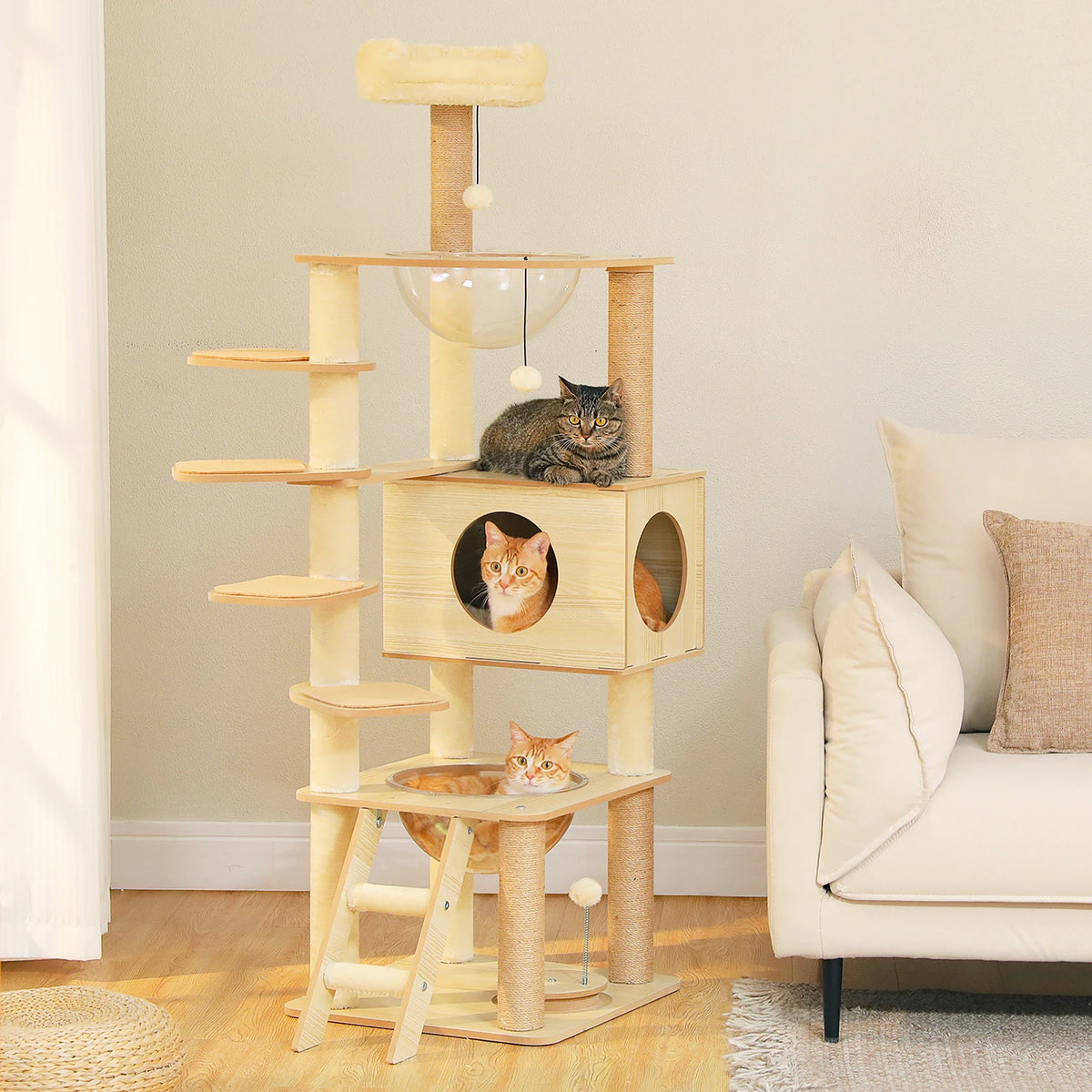 Pawz Roofer Multi Level Cat Tree With Scratching Posts Hammock