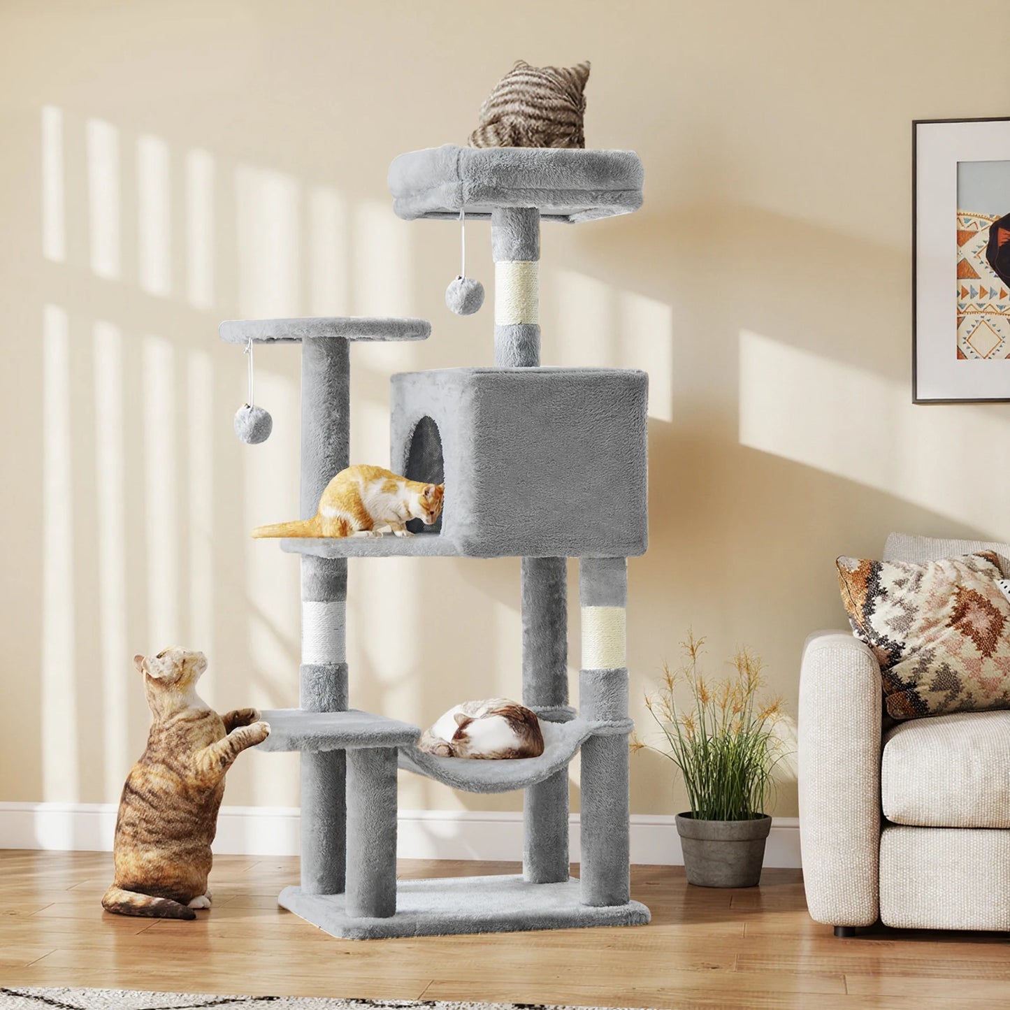 JHK Cat Tree Tall Multi Cat Climbing Tower Indoor Cat