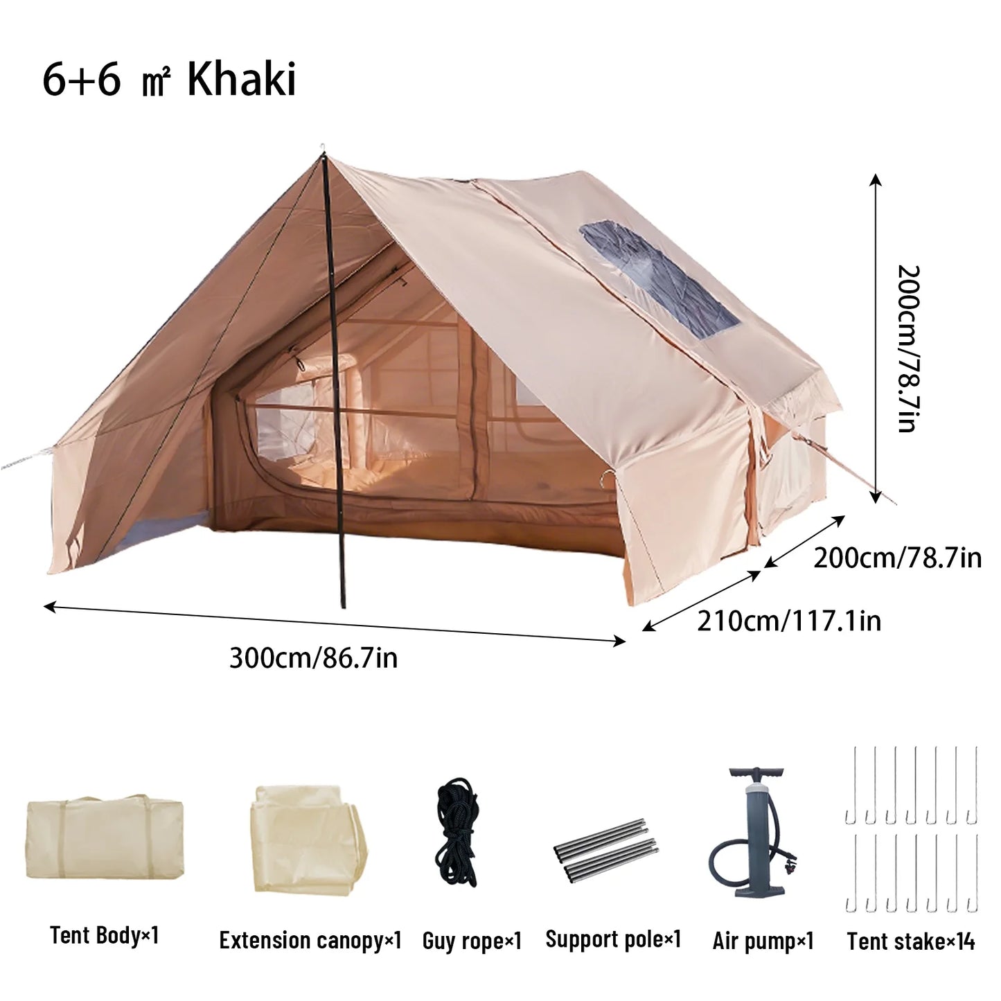 Pakicetus Inflatable Tent With Skylight For Family Use